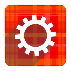 gear red flat icon isolated