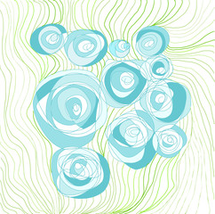 Hand drawn bouquet of blue roses