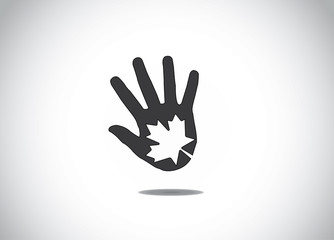 black human hand silhouette maple leaf symbol abstract art