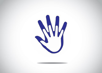 blue human hands protecting supporting family marriage abstract