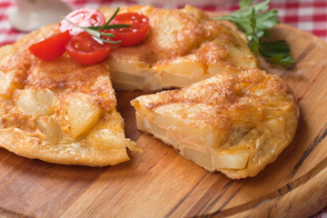 Tortilla, spanish omelet with eggs and potato