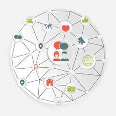 social network abstract concept with icons