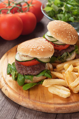 Mini hamburgers with french fries