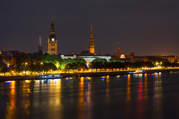 Fototapeta na wymiar Old center of Riga, Latvia at night