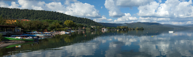 Fototapeta na wymiar Panorama Of Bracciano Lake