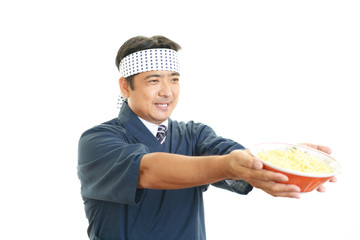 笑顔のラーメン職人
