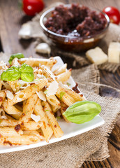 Portion of Penne with Tomato Pesto