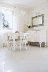 White table with chairs