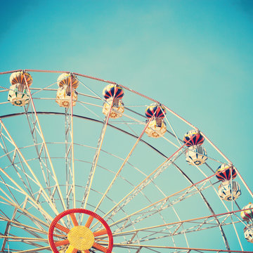 Vintage ferris wheel in an amusement park