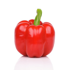 ripe red bell pepper on white background