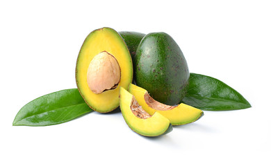 Avocados on a white background