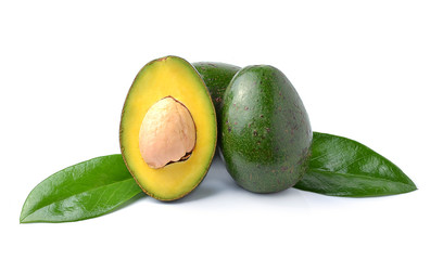 Avocados on a white background