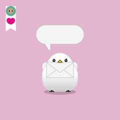 Illustration of cute bird with letter