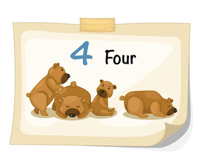 number four bear vector