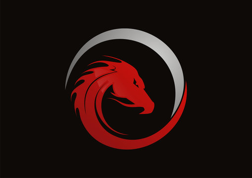 Dragon red logo vector