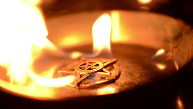 Ancient pentagram burning