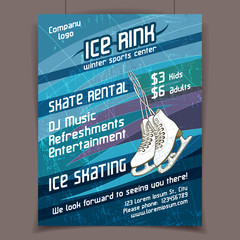Naklejka premium Ice rink advertising poster