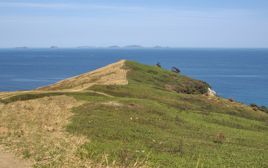 View from a high promontory on islands in the sea