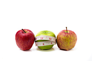 fresh apple with tape on white background