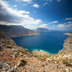 Fototapeta premium View from top of a hill, Kalymnos island, Greece