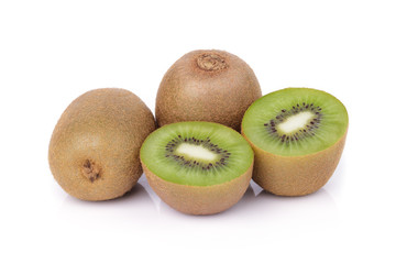 Sliced kiwi fruit isolated on white background