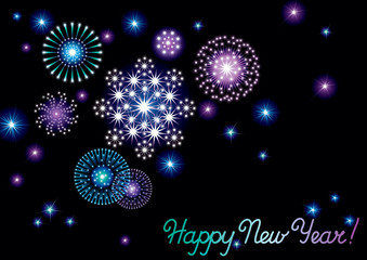 Happy New Year! Vector background of fireworks