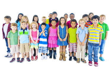 Fototapeta premium Group of children standing in line