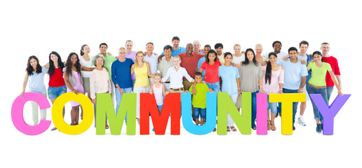 Group of People Holding Word Community