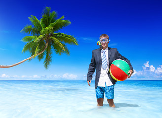 Funny Businessman Relaxing on Vacation