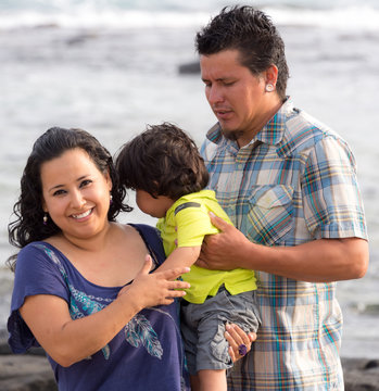 Mexican Family At The Beach