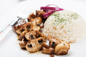 Grilled mushrooms with rice