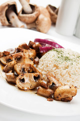 Grilled mushrooms with rice