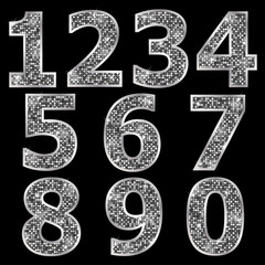 Silver metallic shiny numbers