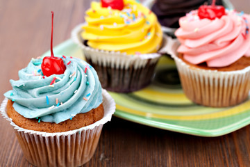 Cupcake on a wooden table