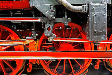 Wheels  of a locomotive on the rails