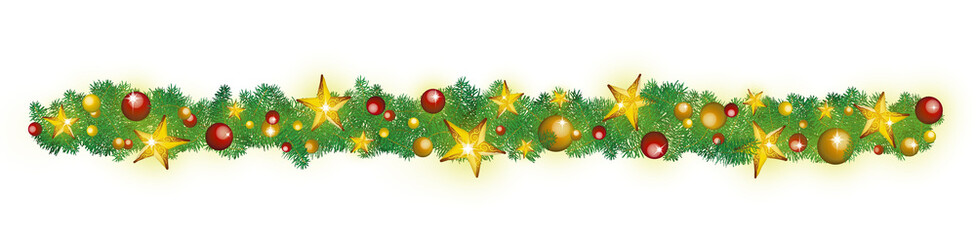 guirlande sapin + boules + étoiles illustration vecteurs