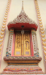 Fototapeta premium Temple window at Wat tadong, Lum ta sao, Wangnoi, Ayutthaya