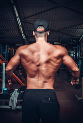 Fototapeta na wymiar Muscled male model showing his back