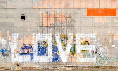 Word Love On a Tiled Wall