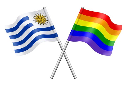 Flags: Uruguay and rainbow