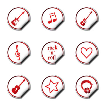 Colorful music stickers illustration collection vector
