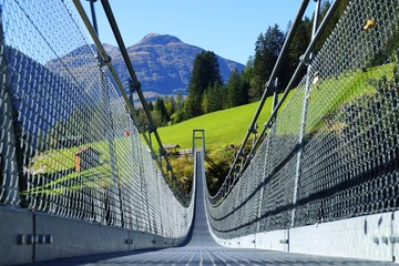 Suspension bridge in the Alps
