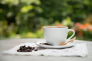 cup of coffee on table in cafe