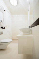 View of white bathroom in modern house