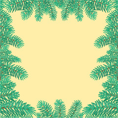 Frame of the branches of spruce Christmas tree vector