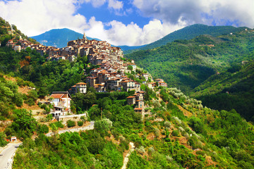 Fototapeta na wymiar Apricale - beautiful medieval hill top village .Liguria, Italy