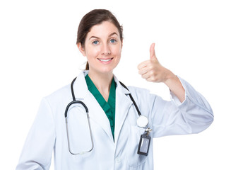 Woman doctor with thumb up