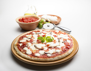 pizza on the white background