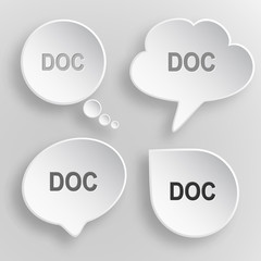 Doc. White flat vector buttons on gray background.