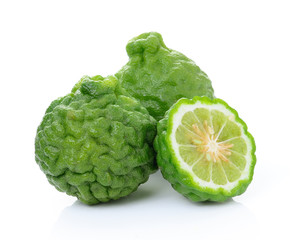 kaffir Lime or Bergamot fruit on white background